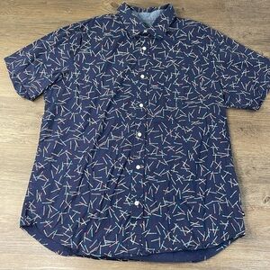 Union Men’s Navy Blue Short Sleeve Button Down Match Shirt, size XL